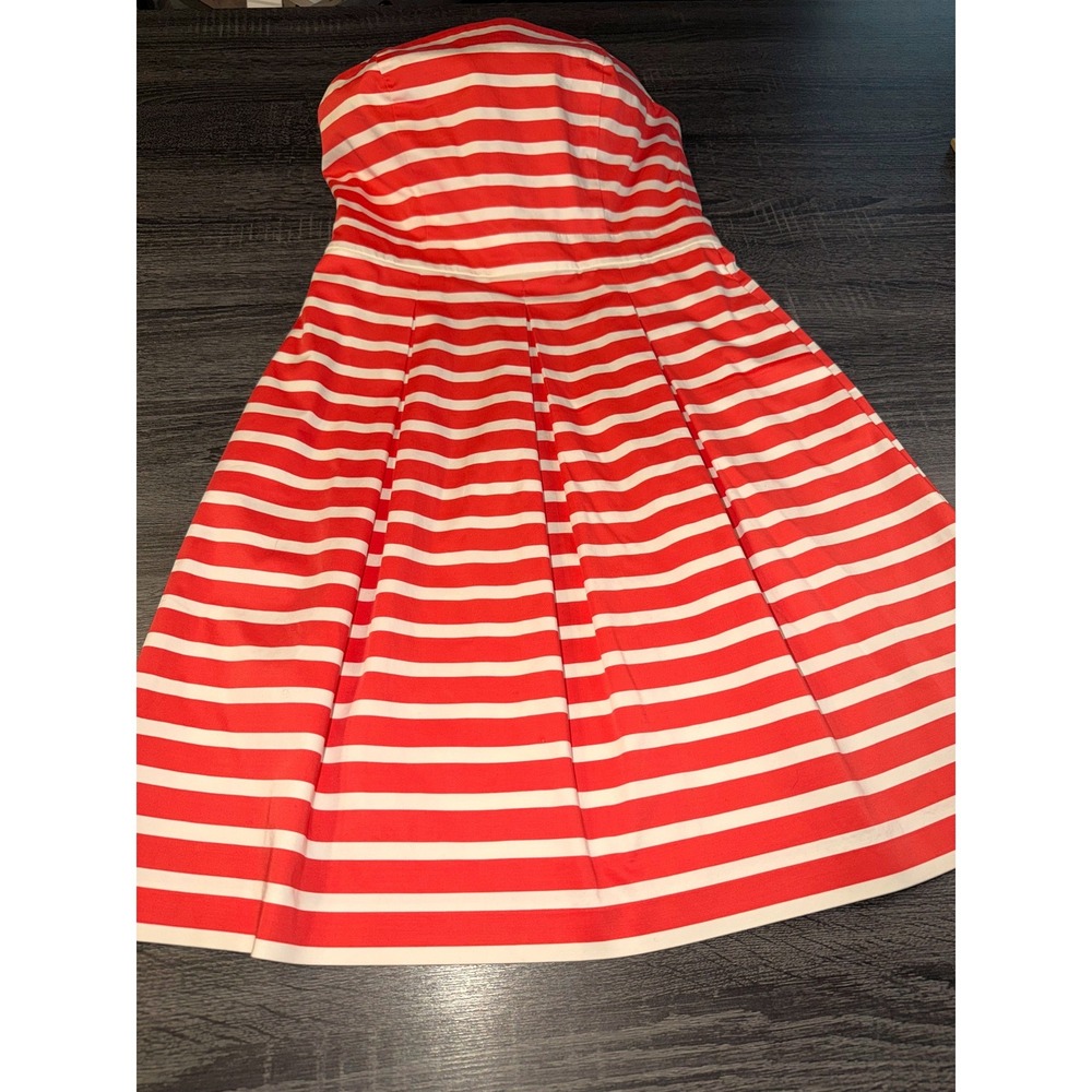 Gap Strapless Dress Womens 2‎ Salmon White Stripe Fit Flare Nautical Summer Prom